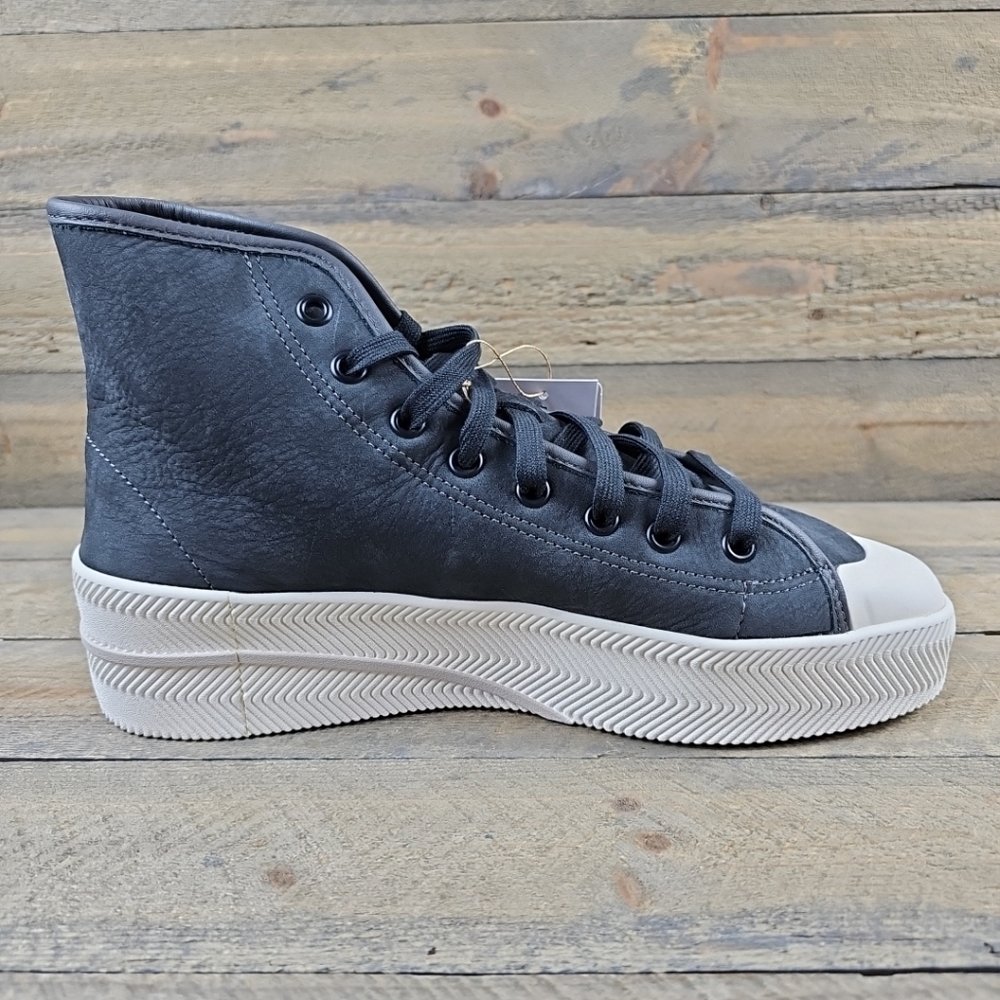 adidas Nizza 2 Lea Men's Originals Leather High Tops Carbon/ White - Picture 8 of 12